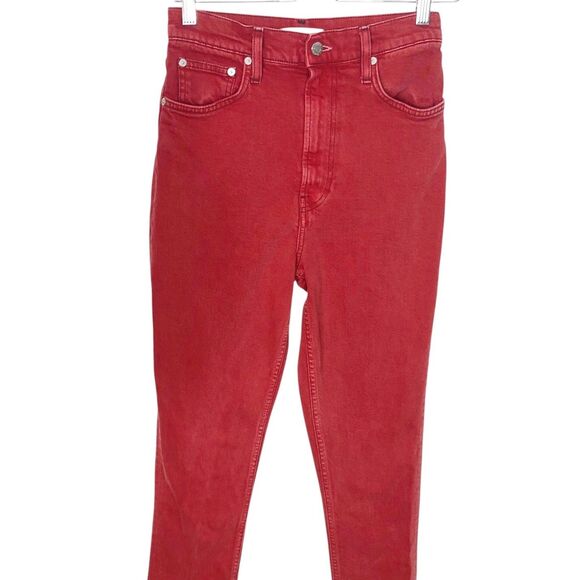 Helmut Lang Red High Waisted Femme Hi Spikes Jeans Red 27 26” Womens - Picture 3 of 10